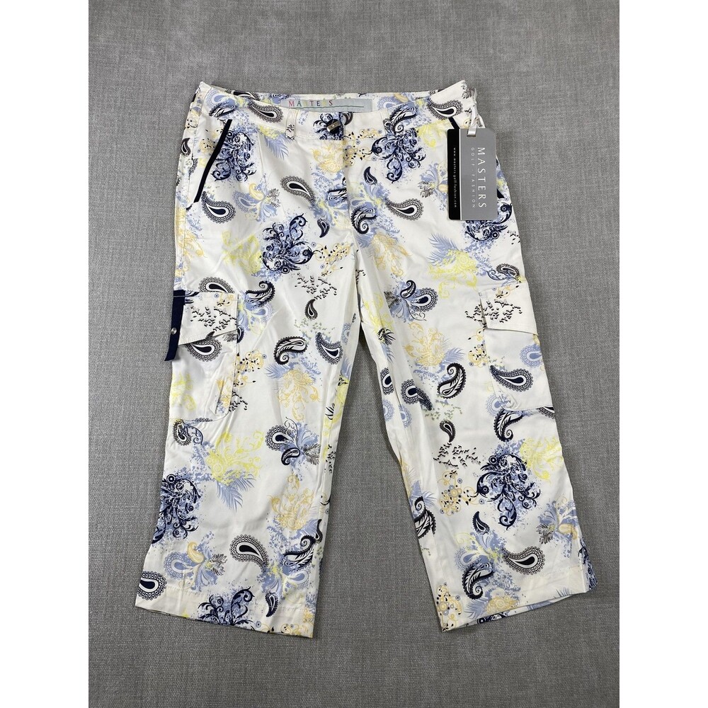 Masters Pants Womens 8 White Paisley Print Capri Golf Cargo Stretch Austria